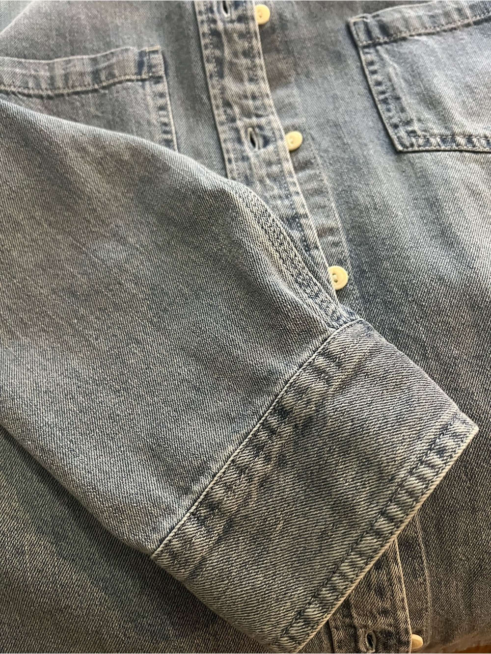 Quince Women’s Washed Denim Button-Front Shirt - Light Blue - Picture 5 of 5